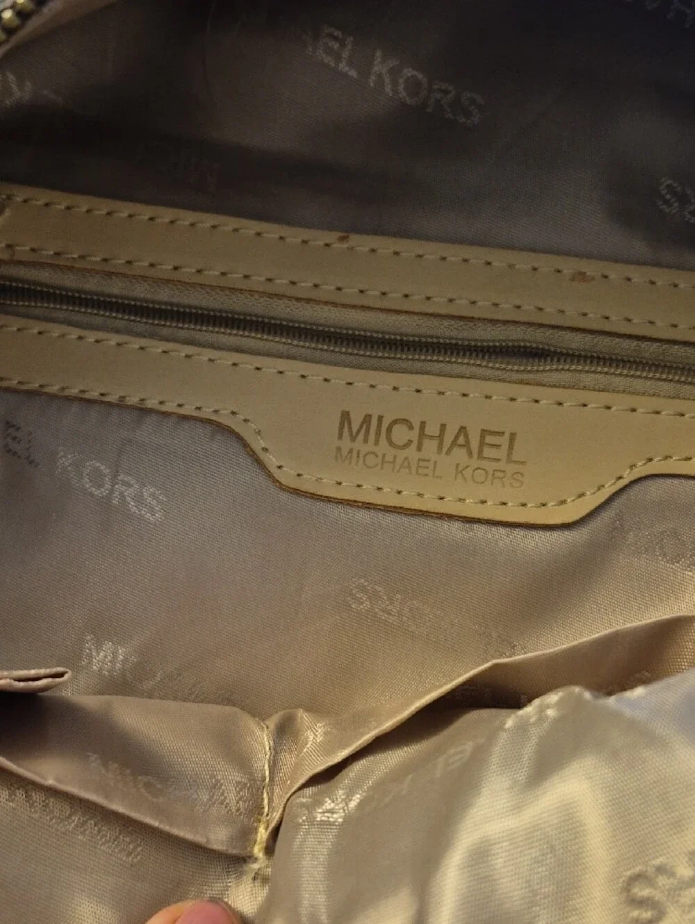 Michael Kors Brown MK Logo Backpack with Tan Trim